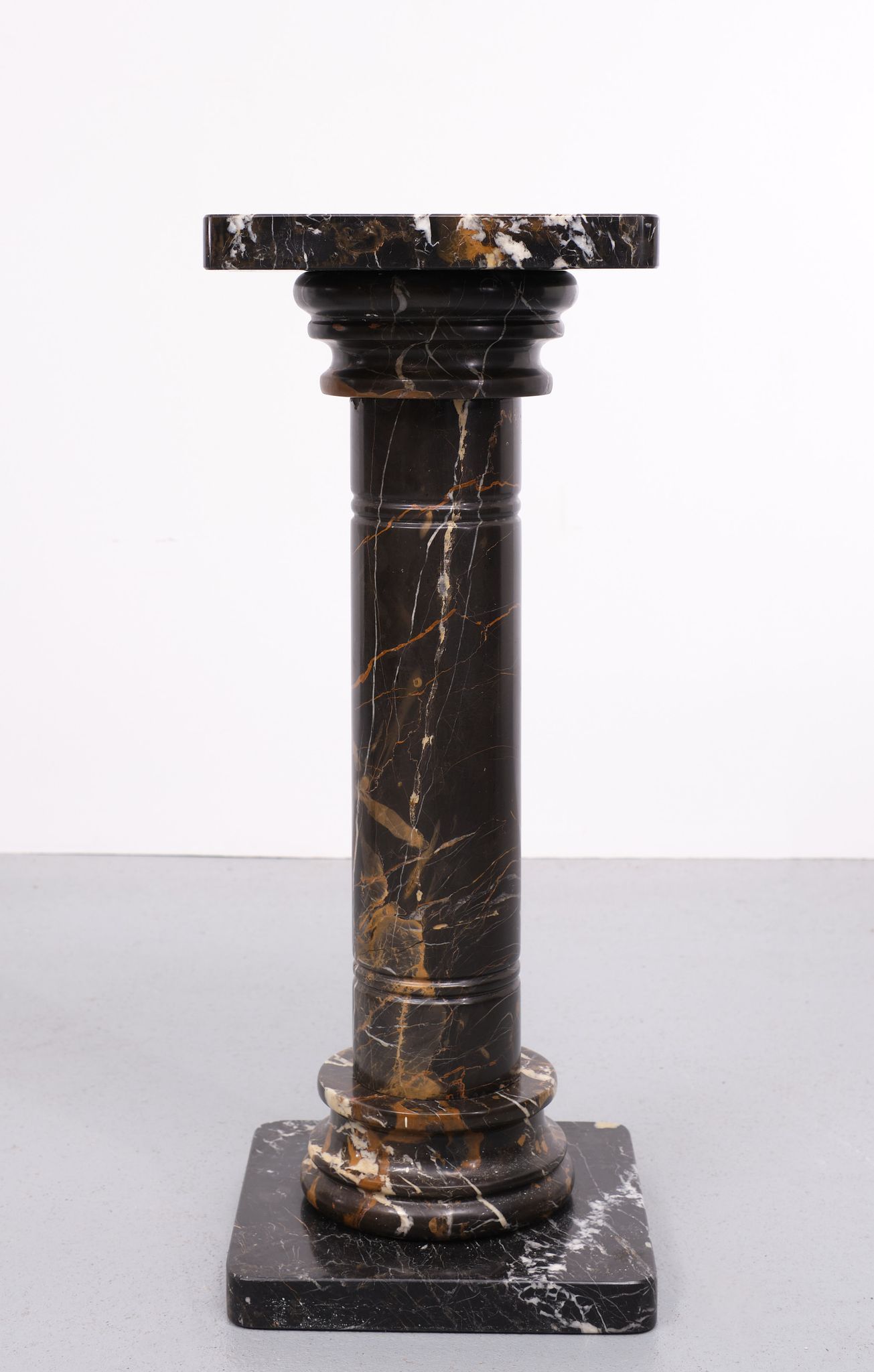 Two black portoro marble pedestals, Italy