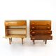 Set Of Mid Century Bedside Tables In Walnut And Black Glass, Czechoslovakia
