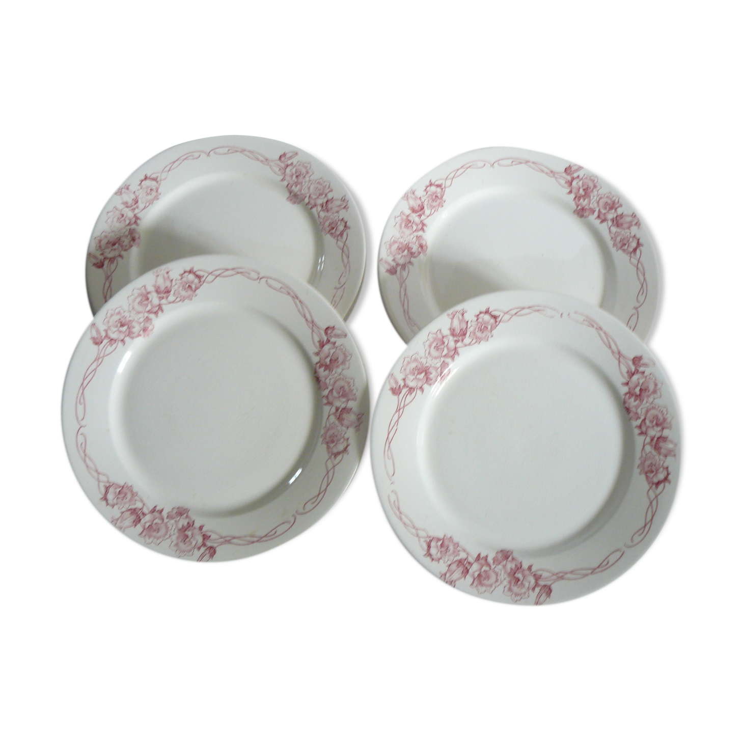 Lot de 4 assiettes plates terre de fer, Sarreguemines, modèle  "Palerme"