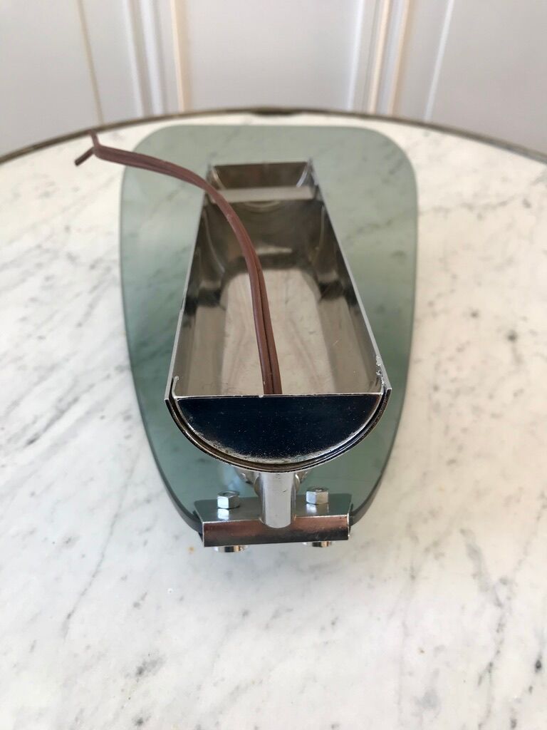 Wall lamp in chrome and smoked glass 70s