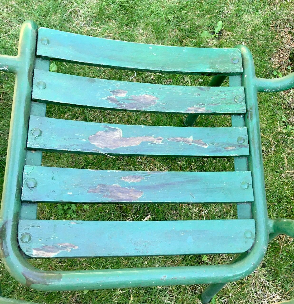Green Tolix T2 garden chairs, set of 4, France 1950