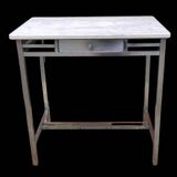 Art Deco side table desk in nickel-plated copper and white marble