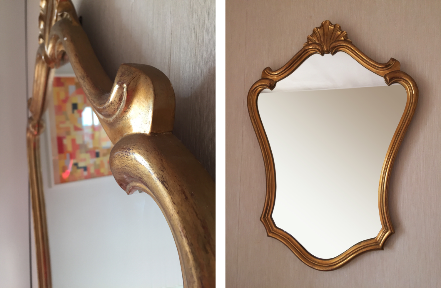 Mirror oval shell dore with french-style sheet louis xvi 58x80cm