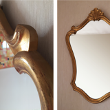 Mirror oval shell dore with french-style sheet louis xvi 58x80cm
