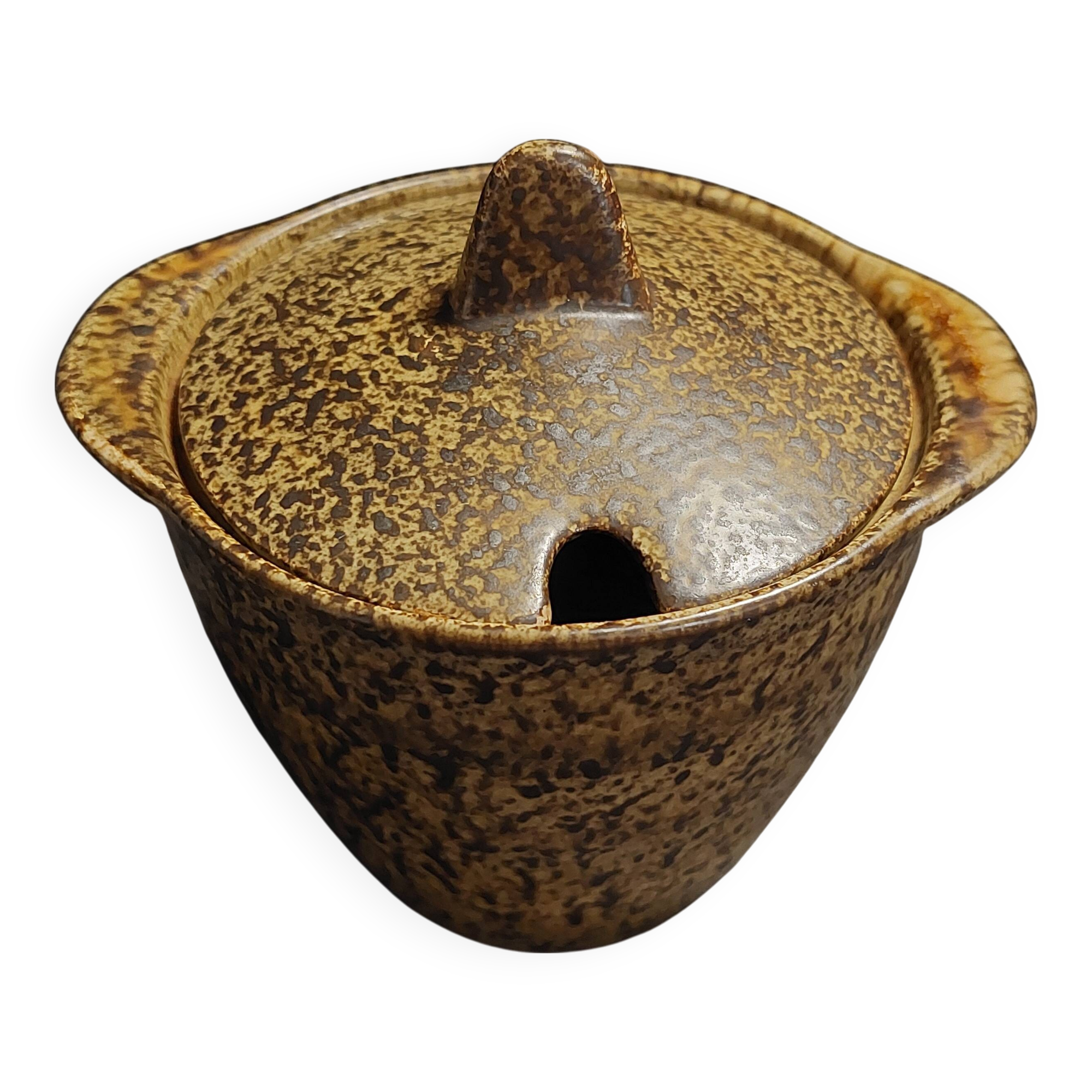 Vintage stoneware mustard pot from the 20th century