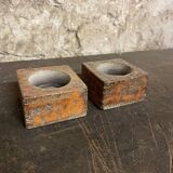 Pair of vintage candlesticks by spadaro – glazed ceramic