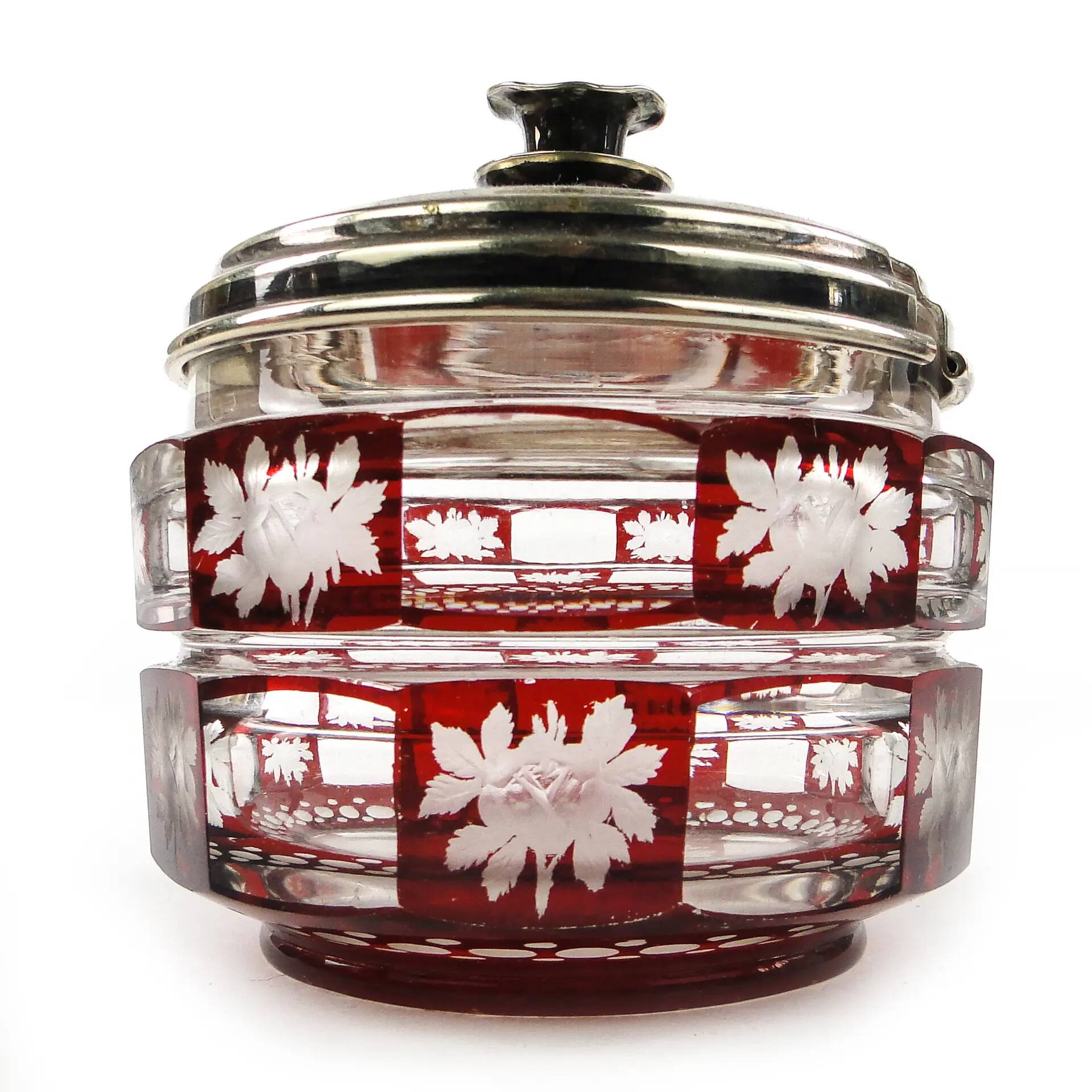 Biedermeier bonbonniere, crystal, Bohemia, Czech Republic, 19th century