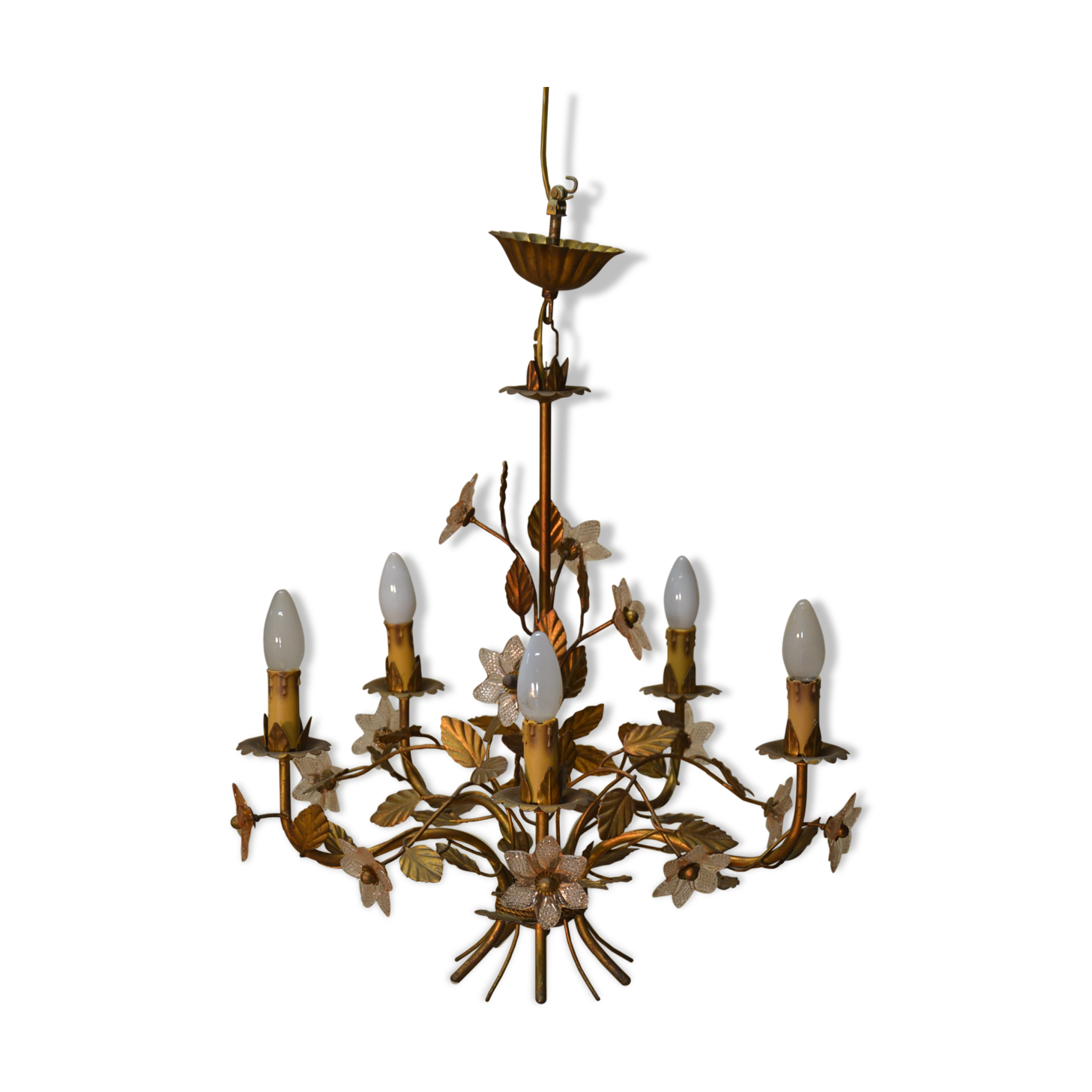 Gilded metal chandelier