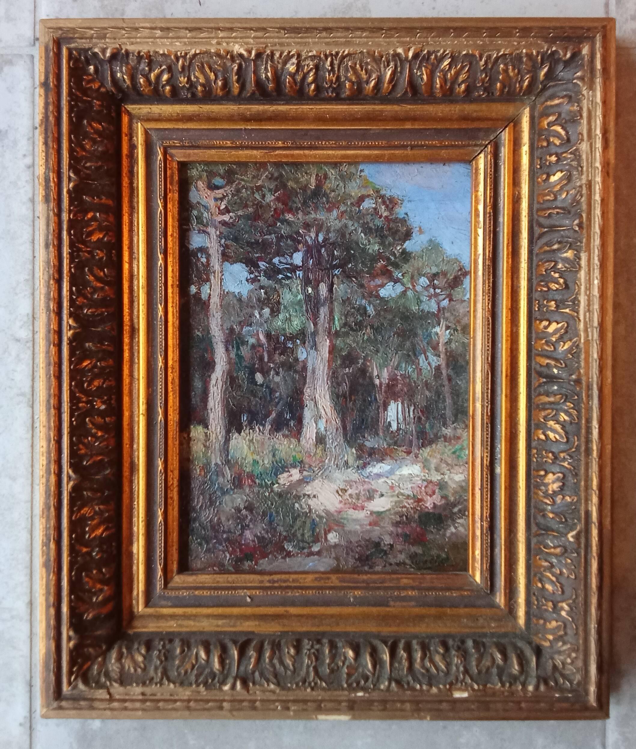 Antique landscape painting, gilt frame