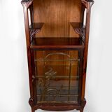 Art Nouveau Display Case, Bronzes and Carved Wood on a Lake Theme, 1900