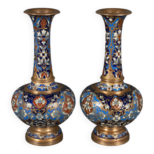 Paire de vases cloisonnés XIXe