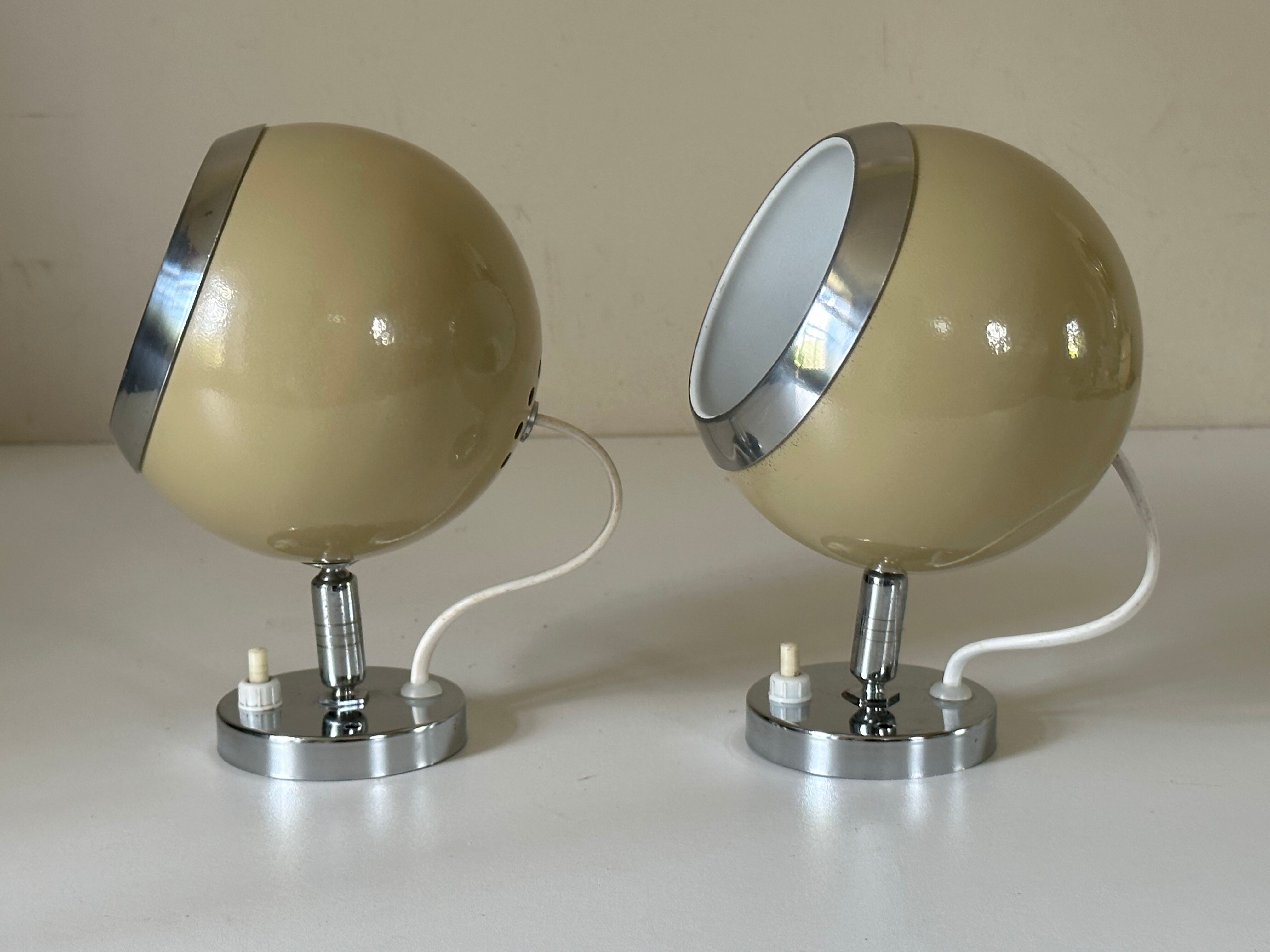 Pair wall lamp eyes ball vintage design 70 years