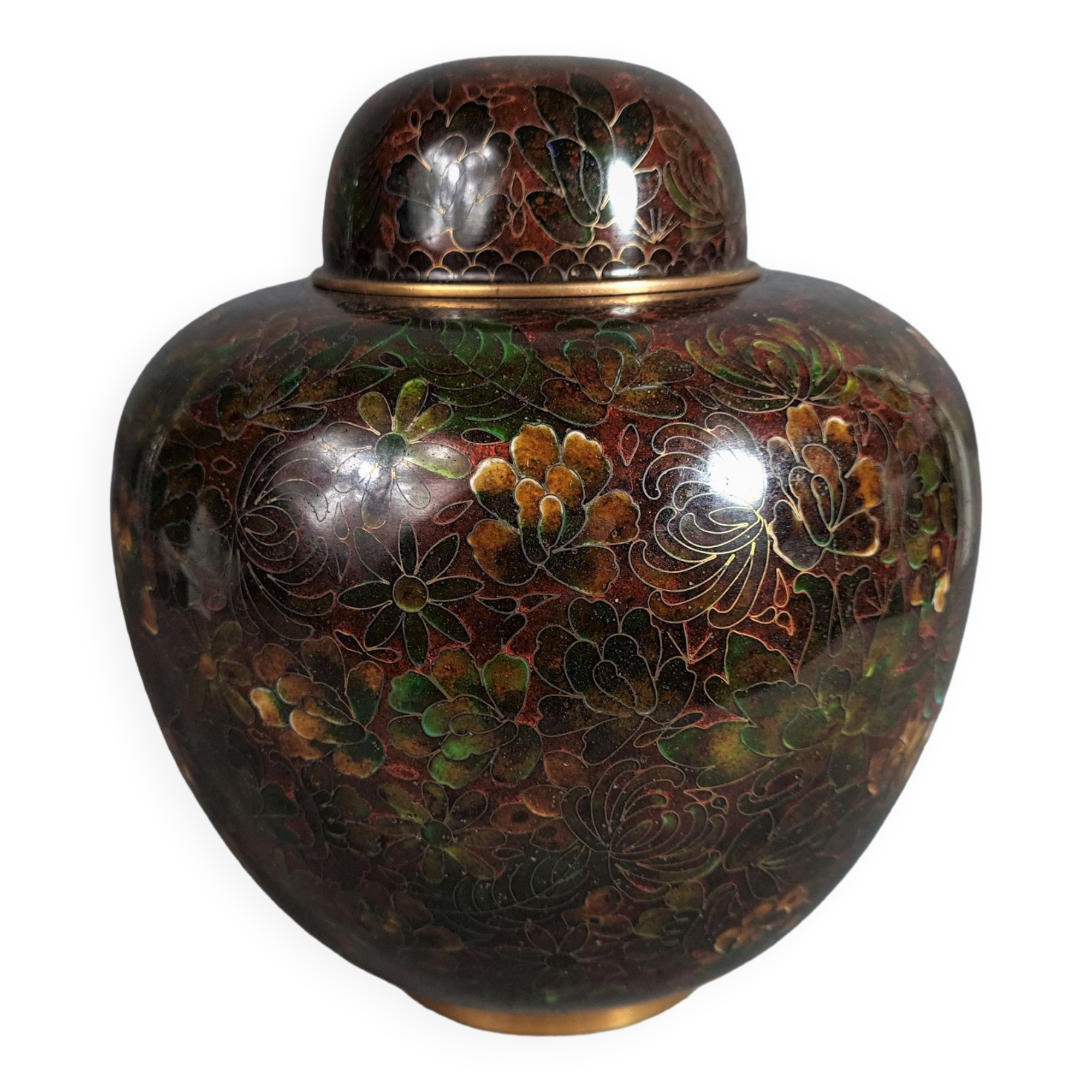 Cloisonne enameled covered pot China Mao tse dong period