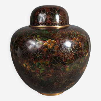 Pot couvert cloisonné émaillé Chine époque Mao tsé dong