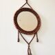 Miroir mural vintage en perles de bois