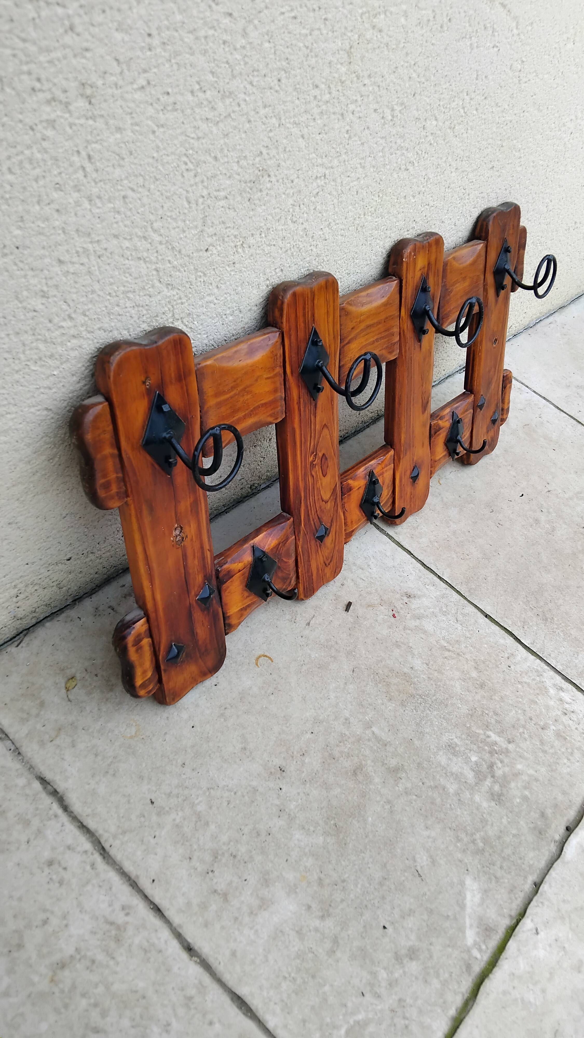 Porte manteau mural vintage bois année 80