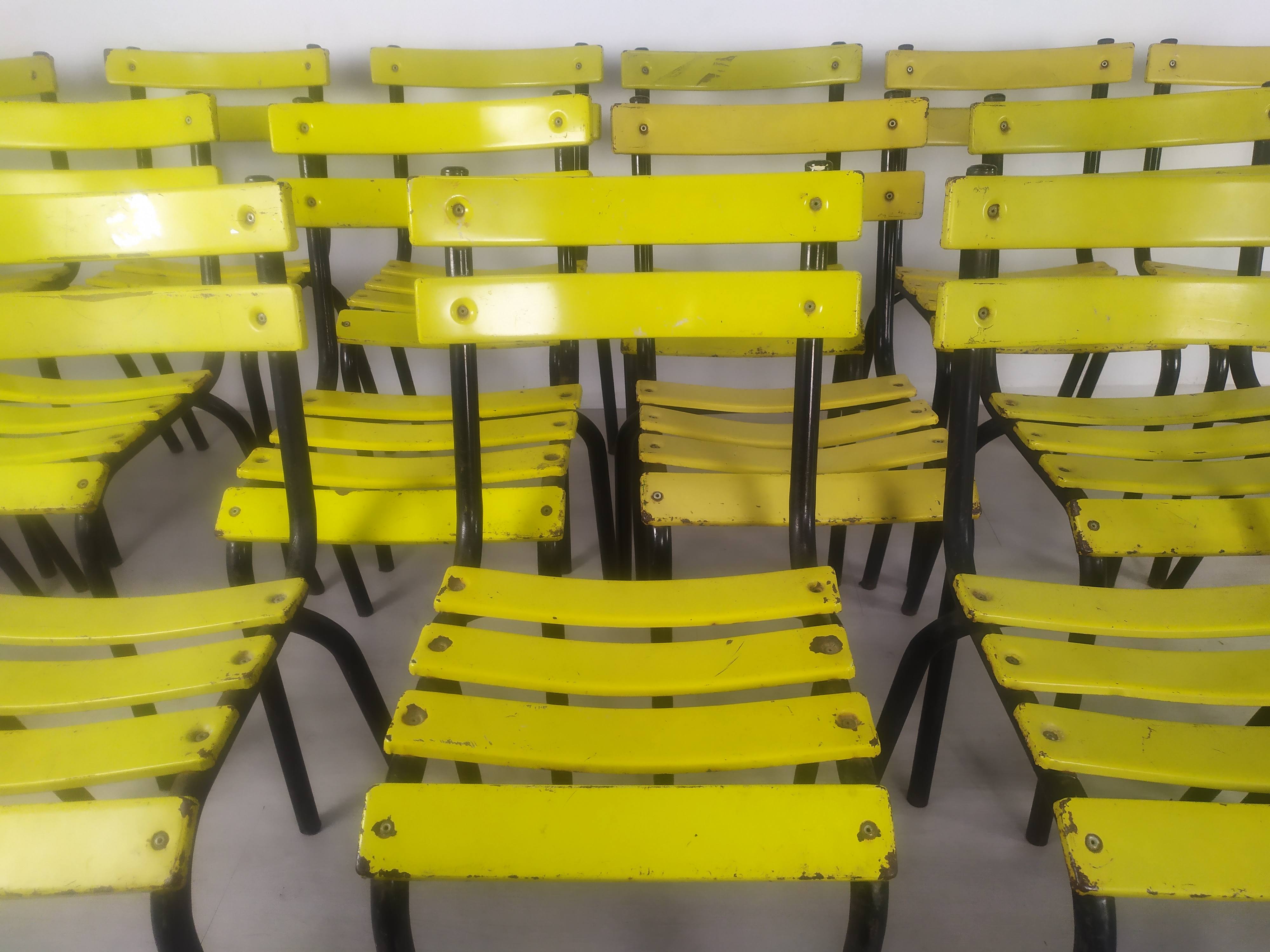 18 yellow metal bistro chairs