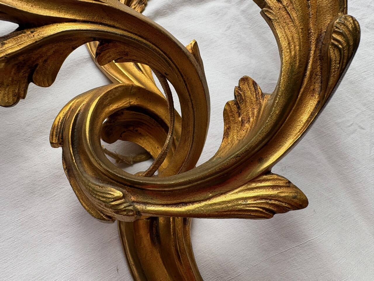 Pair of gilt bronze wall sconces, Louis XV rocaille style