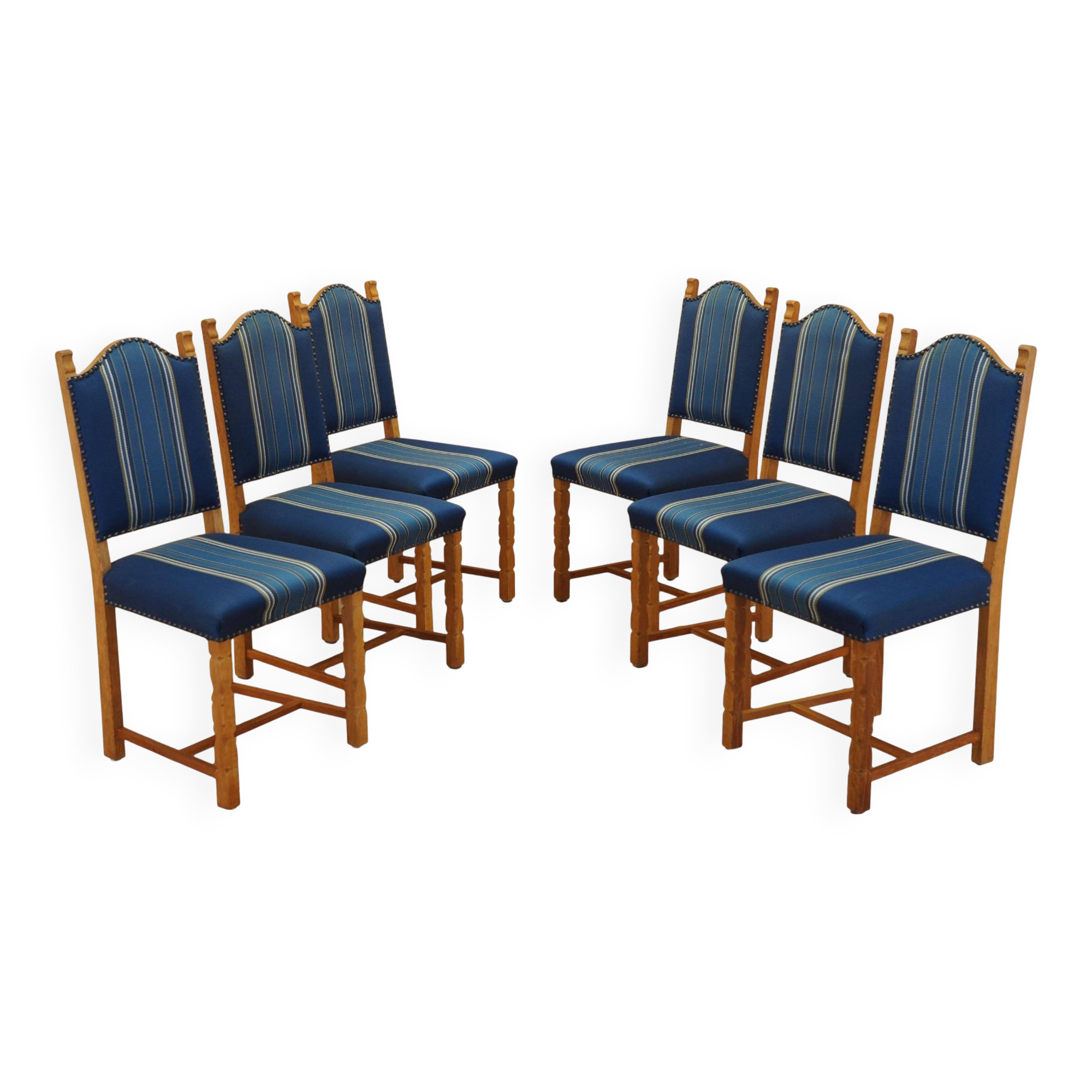 Set of six oak chairs, Danish design, 1960s, designer: Henning Kjærnulf