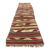 Ancien chemin de Kilim étroit turc 265x52 cm shabby chic, kelim vintage
