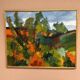 Swedish Oil on Canvas "Autumn Landscape" by Stig Hallblom, Vintage & Framed