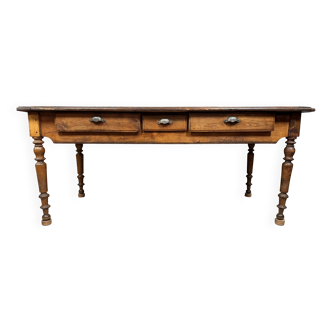 Grande table ou bureau époque Louis Philippe en bois massif vers 1830