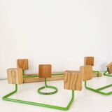Set of towel hook and shelf in pine 1970