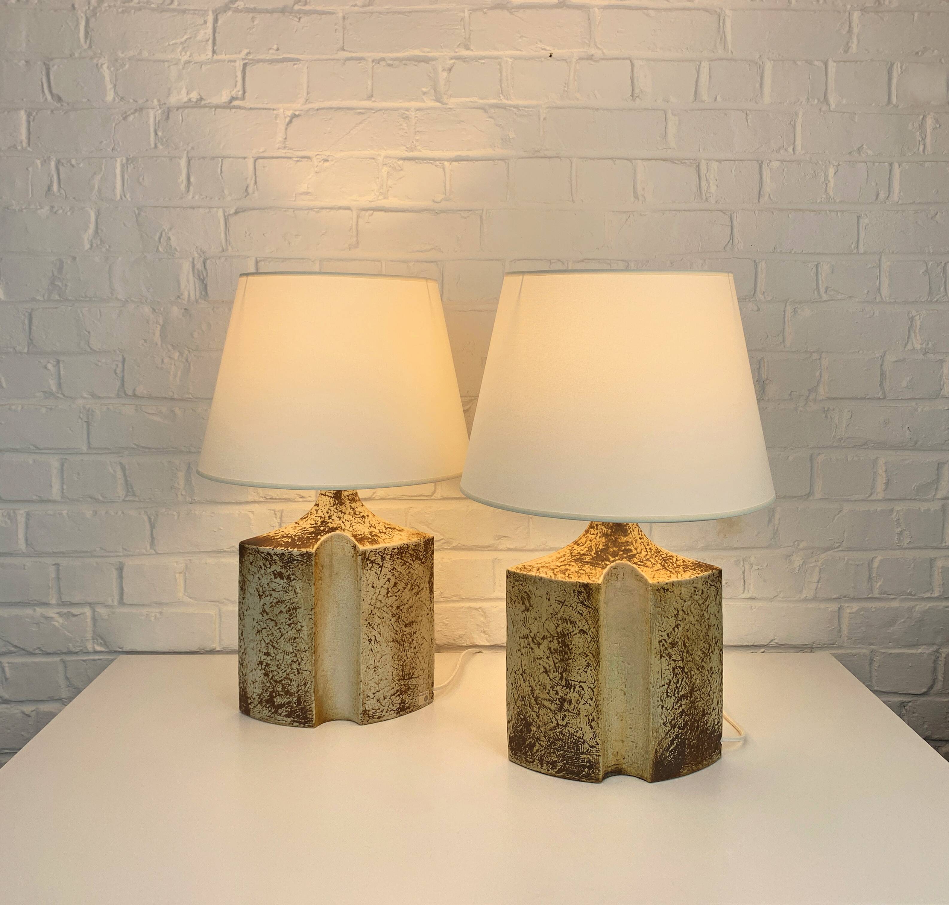 Pair of Haico Nitzsche ceramic table lamps for Soholm, Denmark