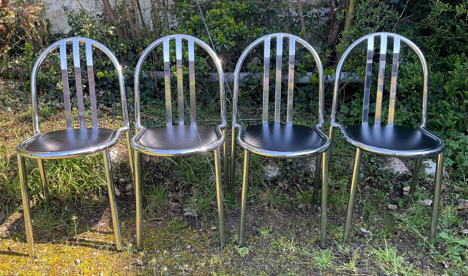 Set of 4 chrome chairs by Robert Mallet Stevens