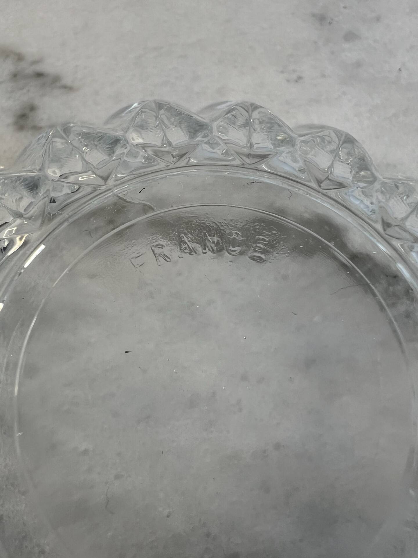 Cut glass bowl stamped France 11cm