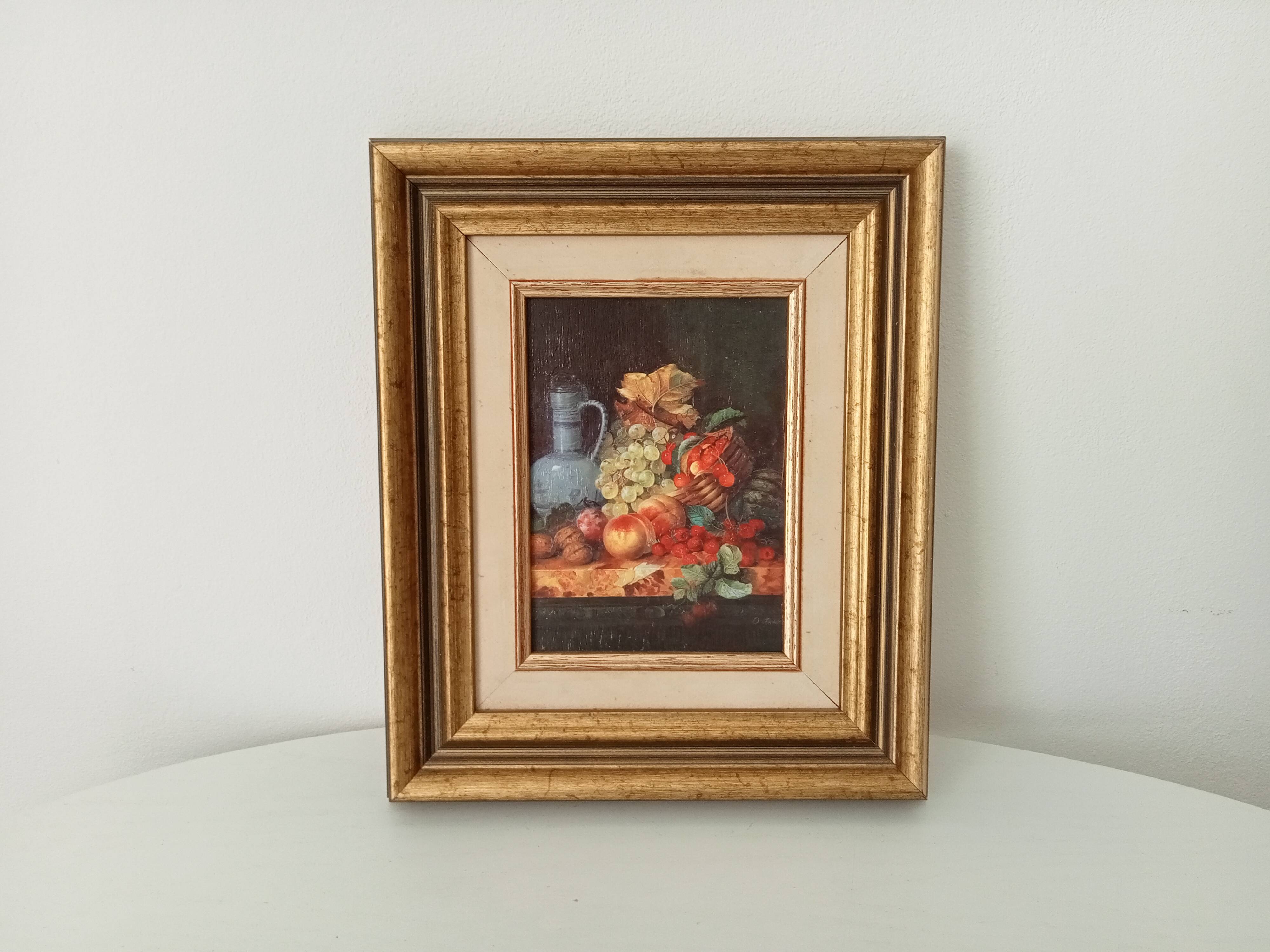 Tableau Petit format peinture à l'huile sur carton nature morte