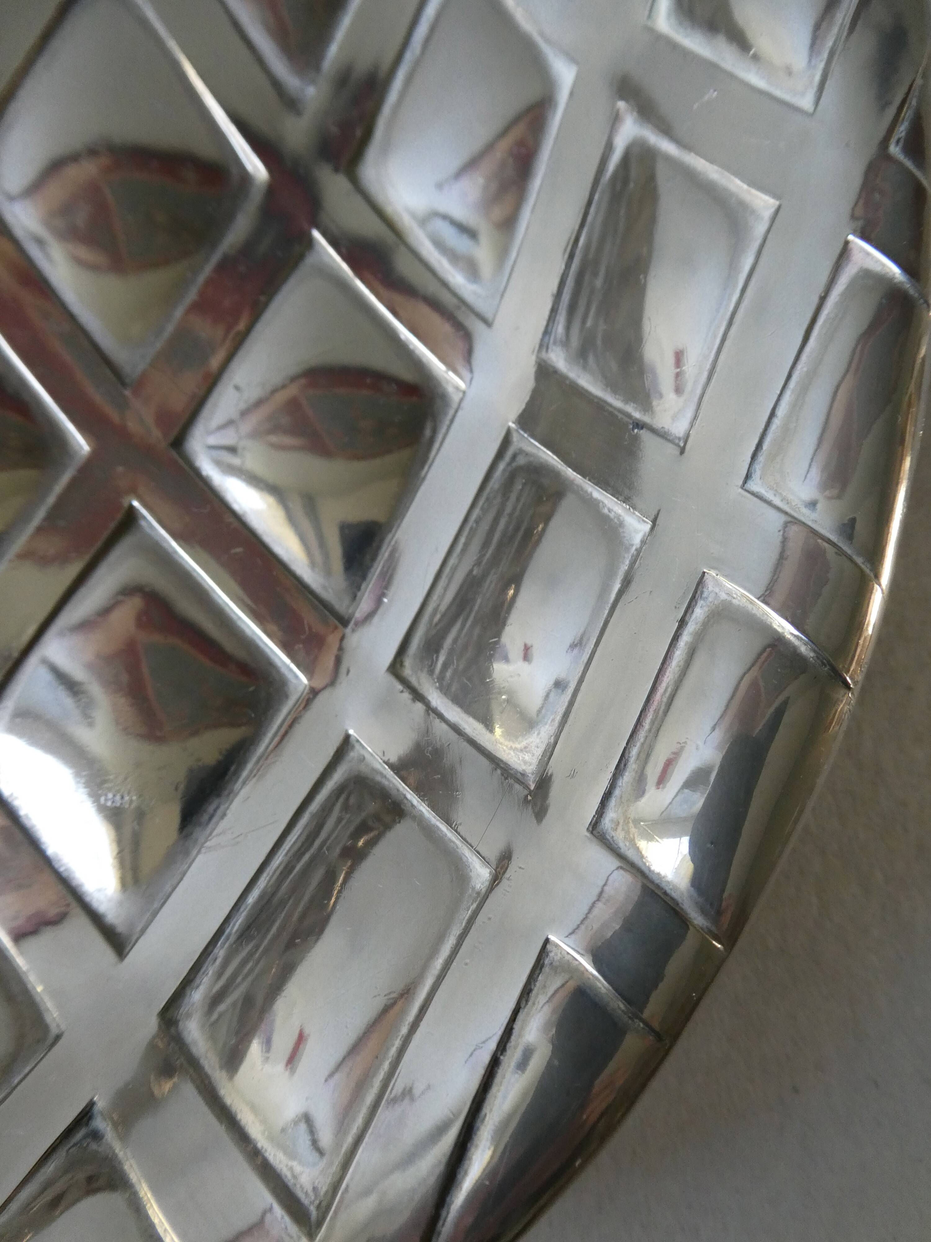Trinket bowl in silver metal, pineapple shape, years 70