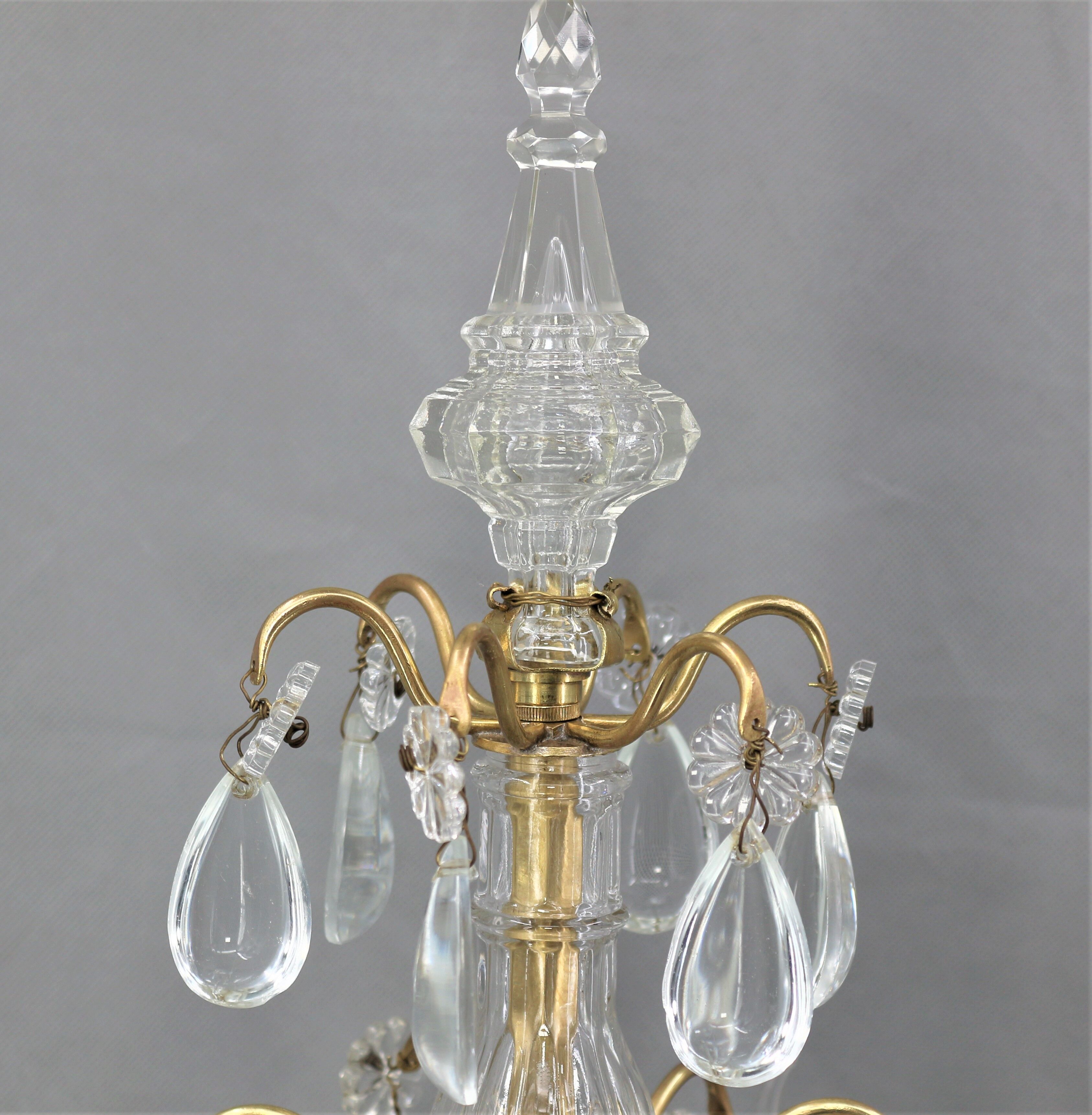 Pair girandoles chandelier bronze & crystal louis XV style