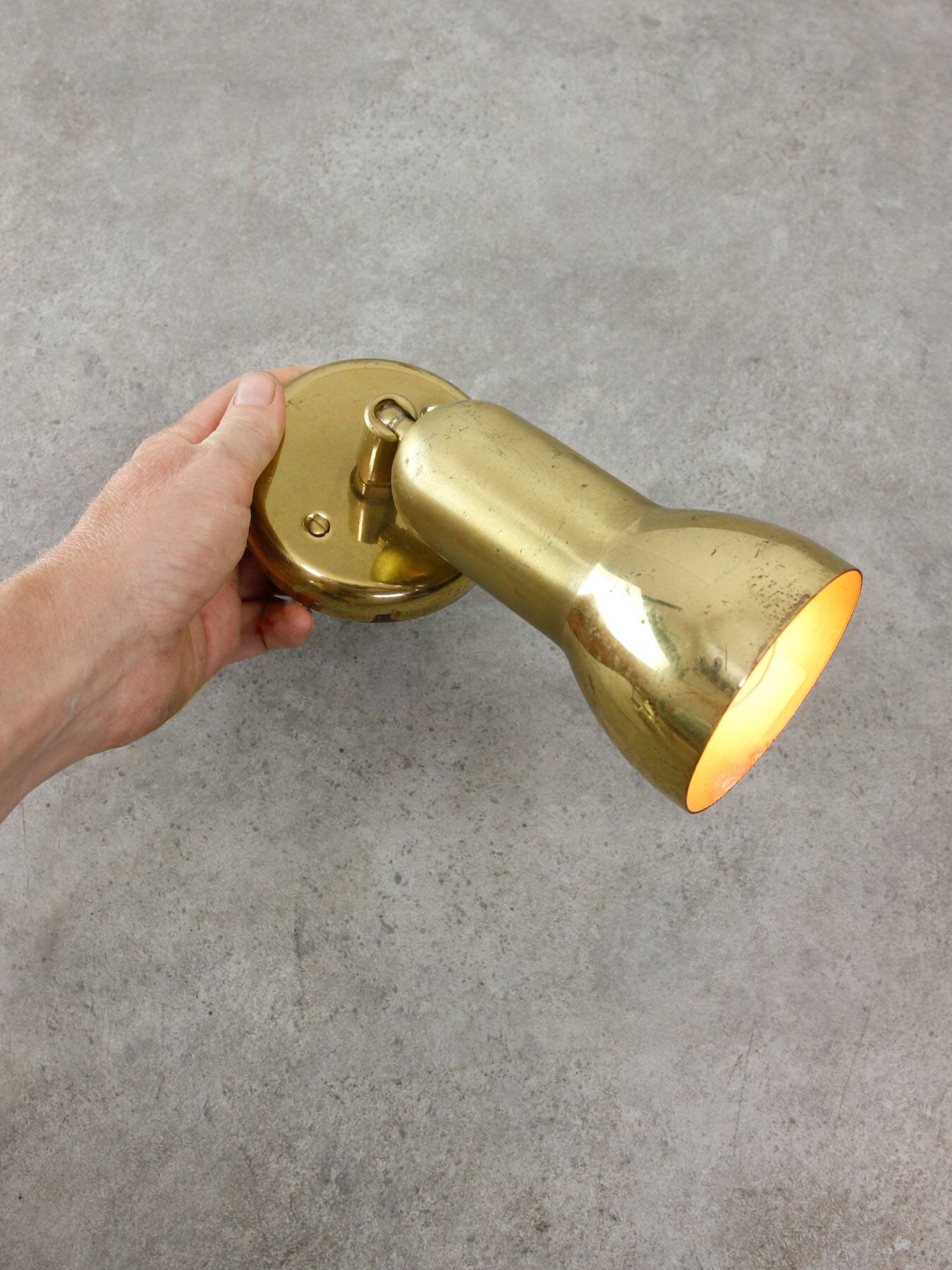 Mid-Century Italian Brass Wall Reflector Lamp, 1960s