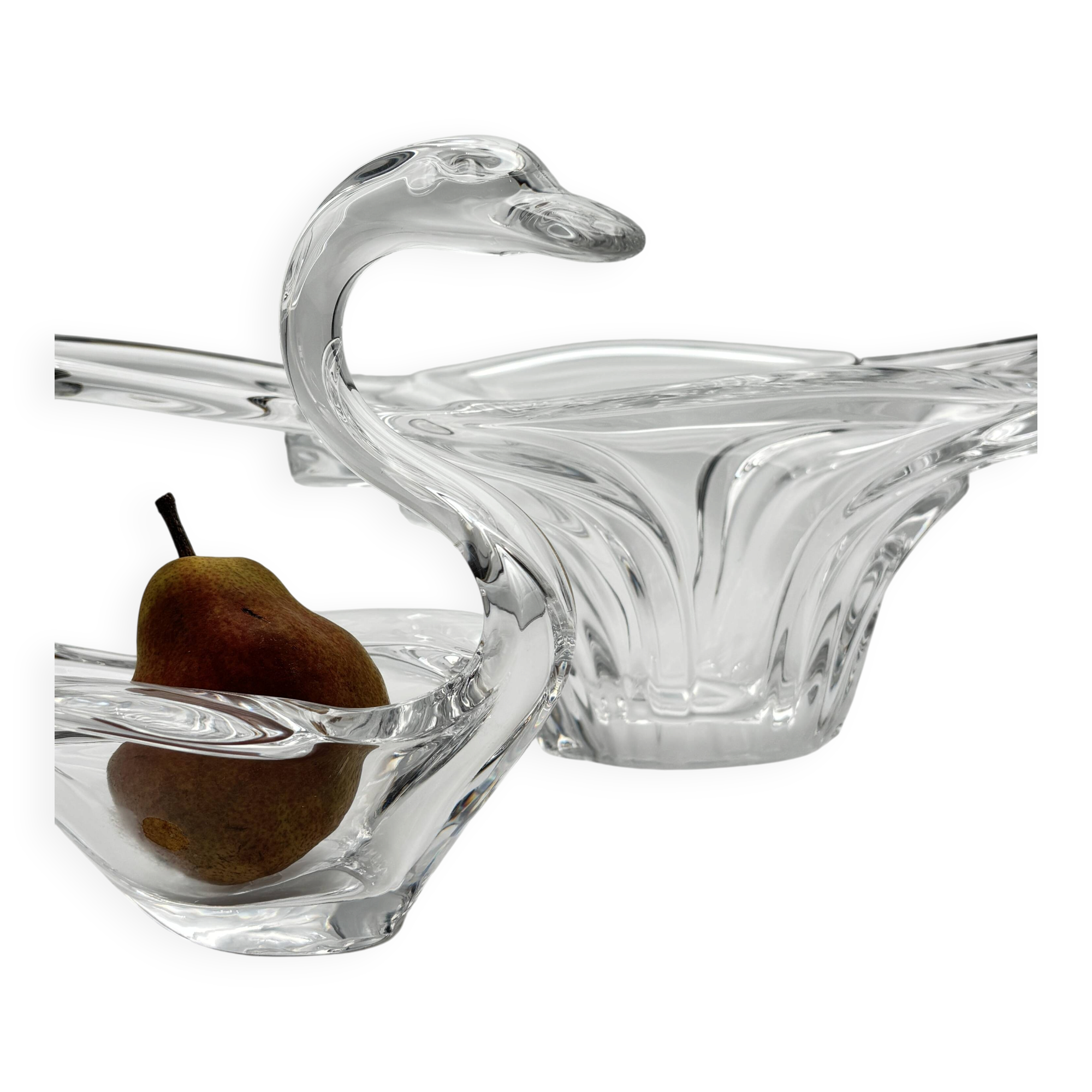 Large crystal centrepiece Art Vannes & matching swan – 54 cm