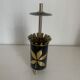 Porte-cigarettes vintage 1960 tripode noir doré boîte - 16 x 7 cm