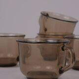 Smoked glass coffee cups x7