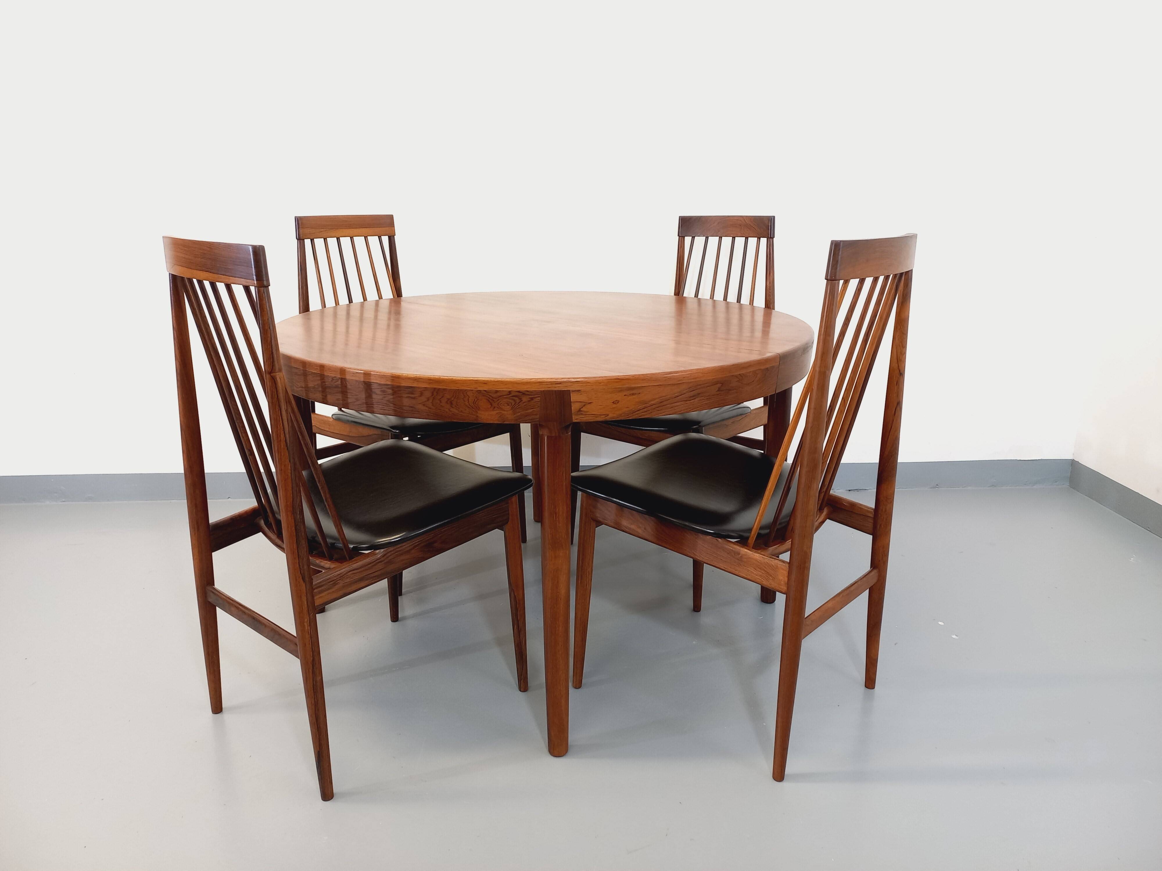 Set of 4 vintage Scandinavian style rosewood chairs from the 60s, by Ernst Martin Dettinger