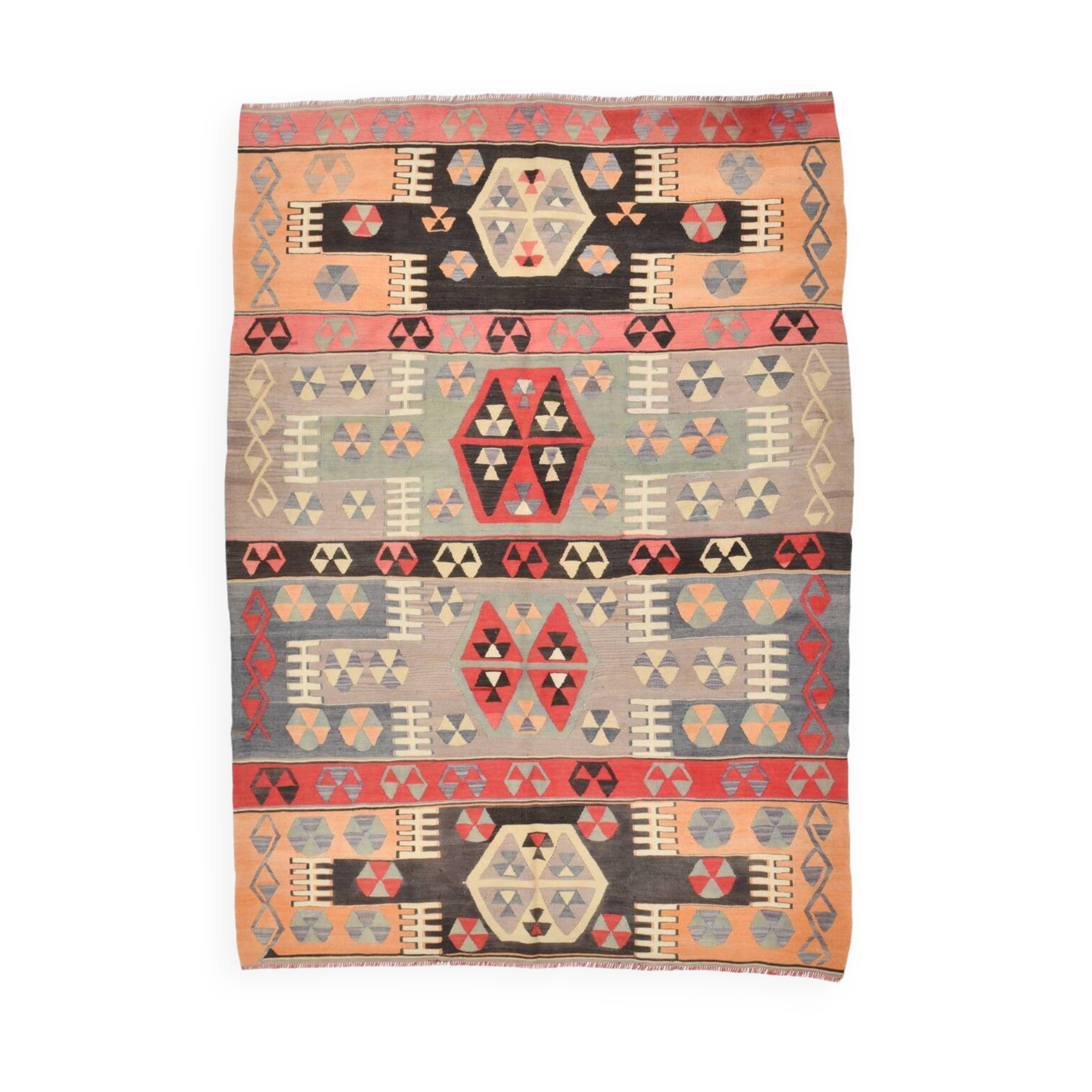5x8 Geometric Tribal Handmade Kilim Rug, 168x235Cm