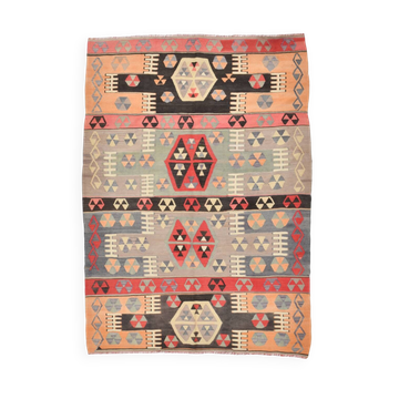 5x8 Geometric Tribal Handmade Kilim Rug, 168x235Cm
