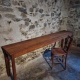 Vintage oak work table / hospital workshop side table, France, 1950s