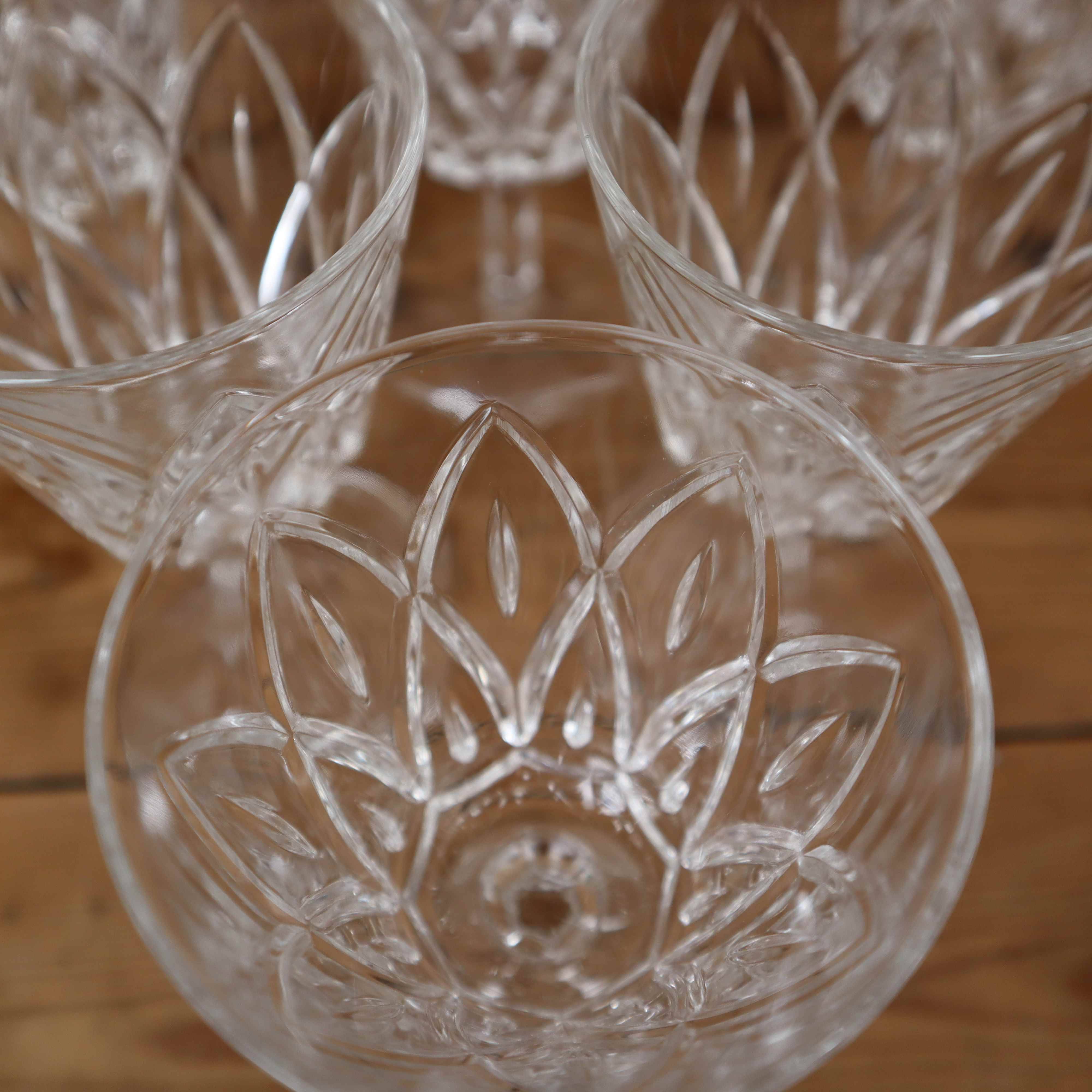 Set of 6 Arlequin red wine glasses in Reims crystal glass 1950