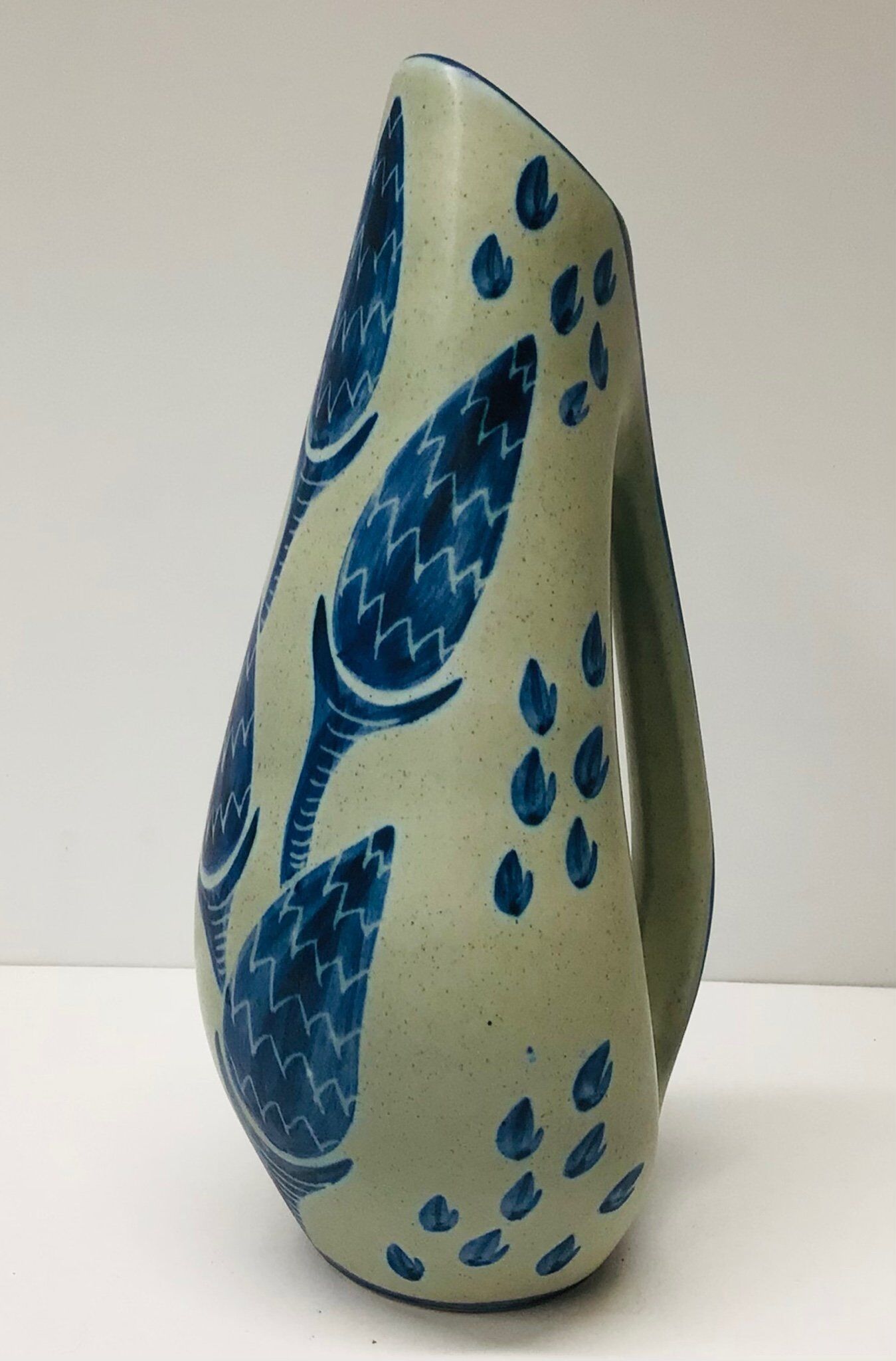 Vintage ceramic pitcher blue by Einar Johansen Soholm 1960 Denmark