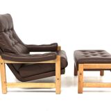 Scandinavian leather armchair, Sweden, 1970