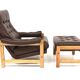 Fauteuil scandinave en cuir, Suède, 1970
