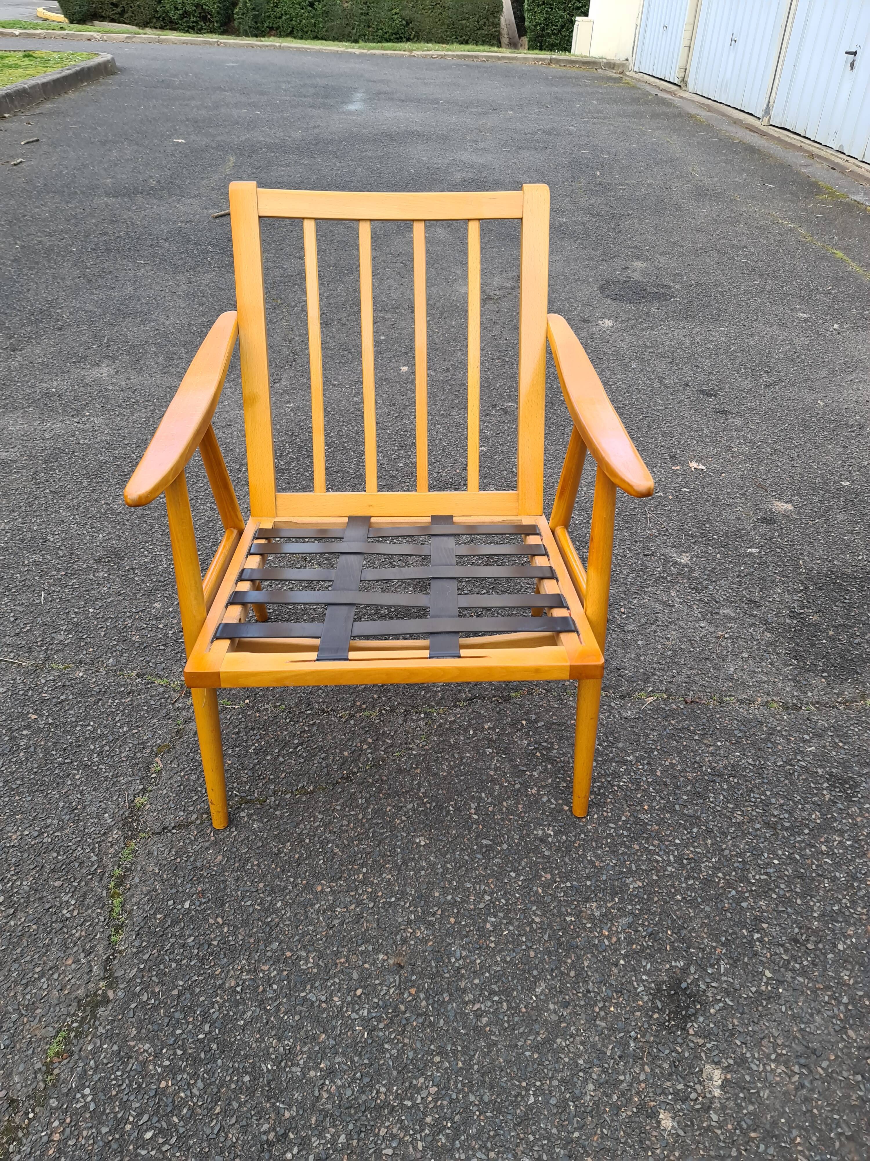 Fauteuil scandinave "Boomerang" Thonet 1950/60