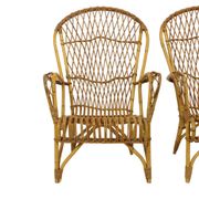 Vintage Set Rattan Chairs Armchairs Table Boho Design Sixties