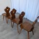 Set of 4 Farmhouse Tyrolean Chair with Heart Cutout Back / 1970s Vintage Di