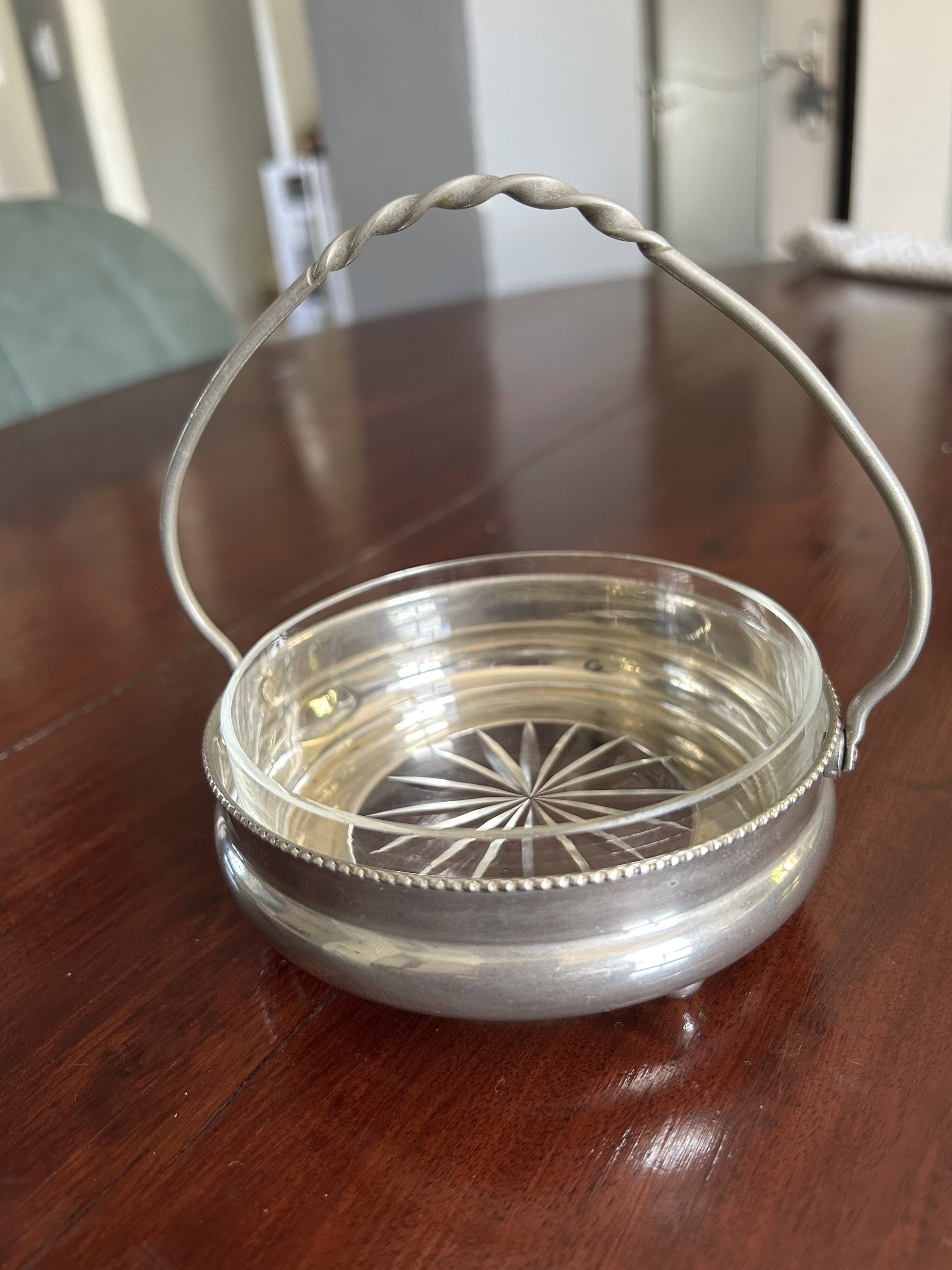 Silver-plated and crystal bonbonnière