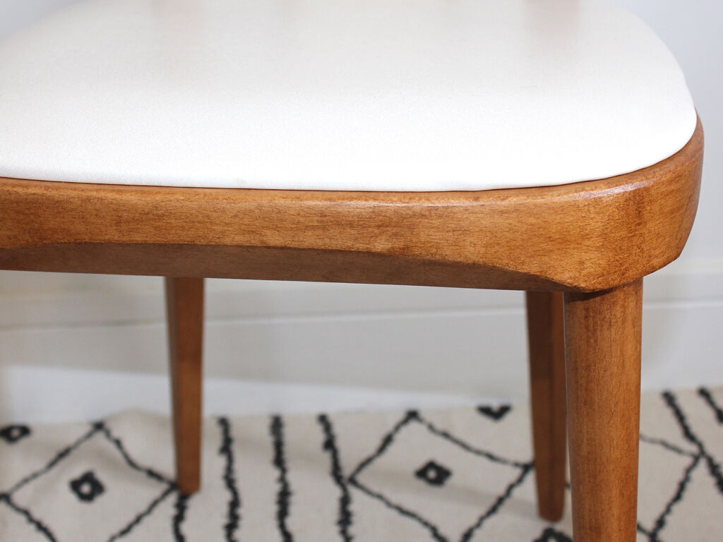 Pair of Scandinavian style wooden chairs and skaï